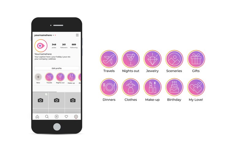 Vector gradiente instagram destaca colección