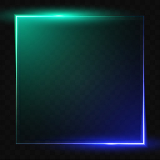 Gradiente de la línea de diseño vectorial de verde a azul. diseño de banner cuadrado en blanco.