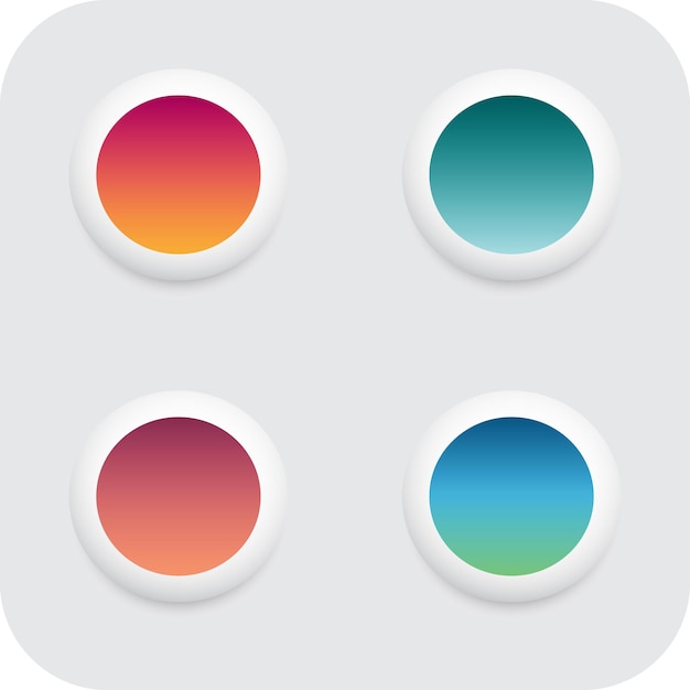 Gradiente lineal de Webkit Una serie de cuatro círculos con diferentes colores y colores en ellos