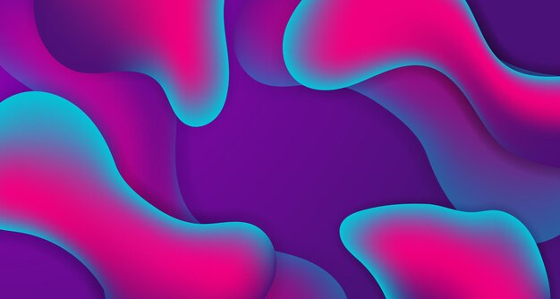 Gradiente de líquido abstracto dinámico formas líquidas de color púrpura y azul fondo