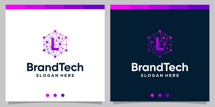 Vector gradiente de logotipo abstracto de tecnología blockchain con logotipo de letra inicial. vector premium