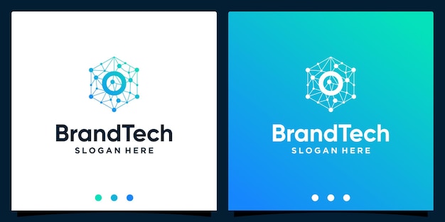 Gradiente de logotipo abstracto de tecnología blockchain con logotipo de letra inicial. vector premium