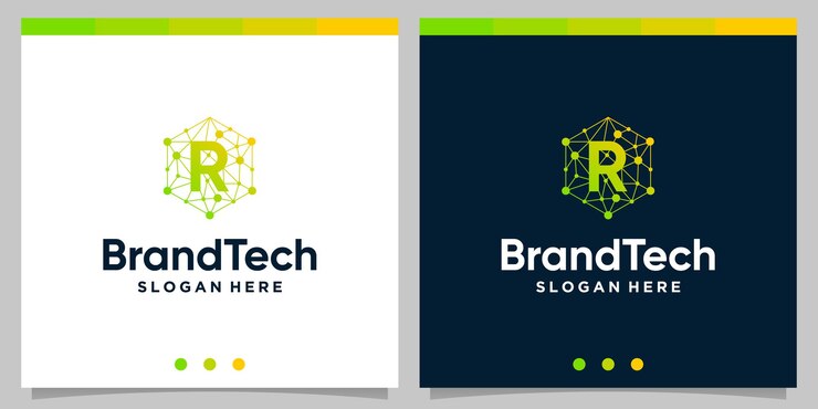 Vector gradiente de logotipo abstracto de tecnología blockchain con logotipo de letra inicial. vector premium