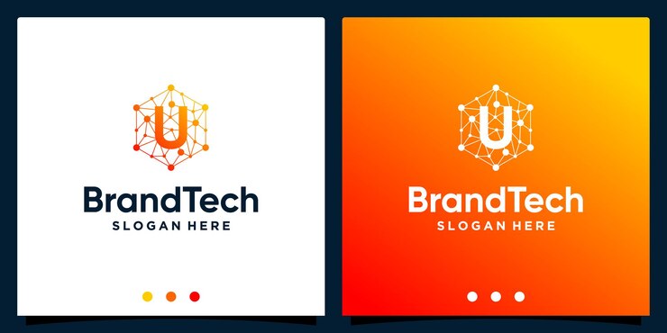 Vector gradiente de logotipo abstracto de tecnología blockchain con logotipo de letra inicial. vector premium