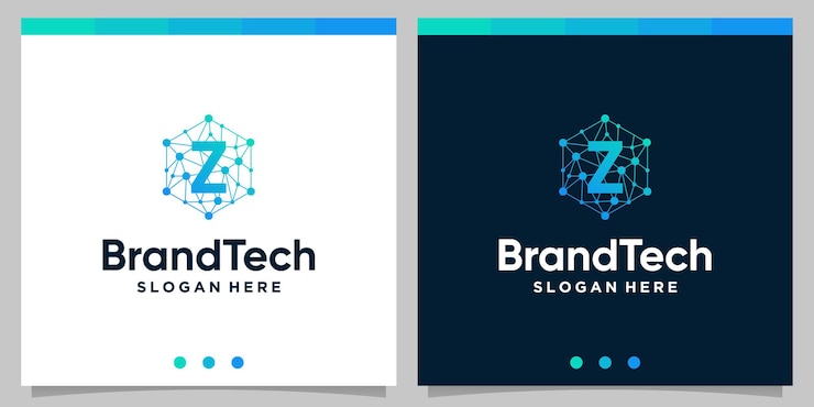 Vector gradiente de logotipo abstracto de tecnología blockchain con logotipo de letra inicial. vector premium