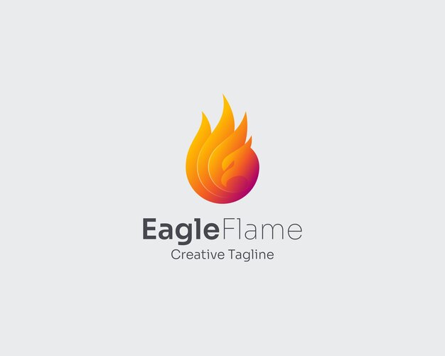 Gradiente de logotipo de águila de llama colorida