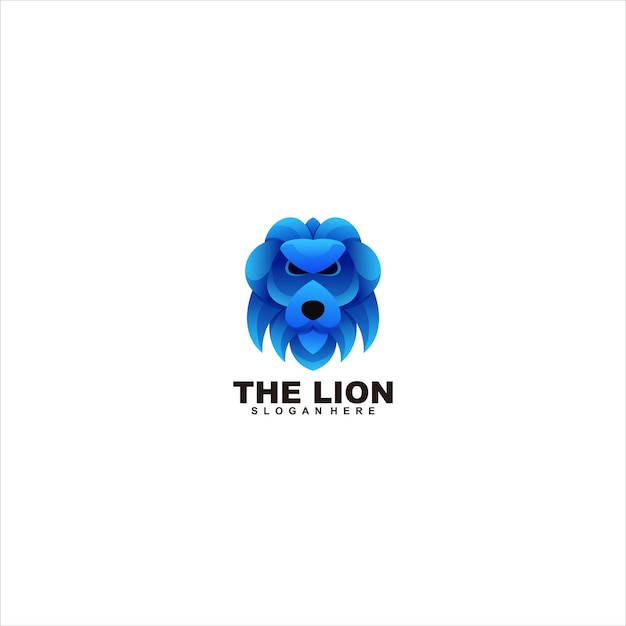 Vector el gradiente del logotipo de la cabeza de león es colorido