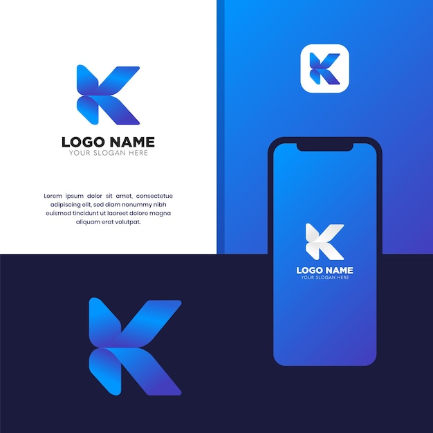 Gradiente de logotipo de color moderno de letra K