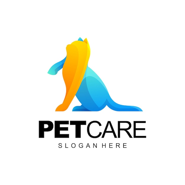 Gradiente de logotipo de cuidado de mascotas de gato