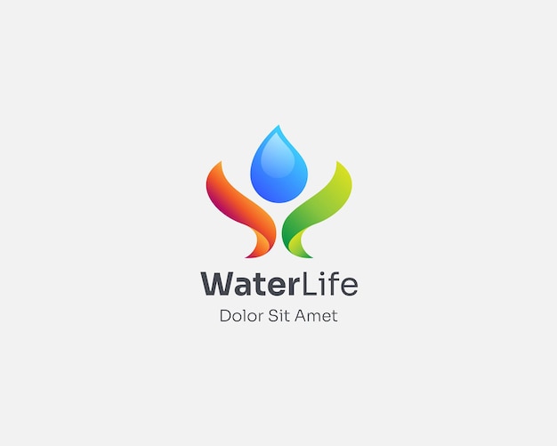 Gradiente de logotipo de gente de vida de gota de agua colorida creativa