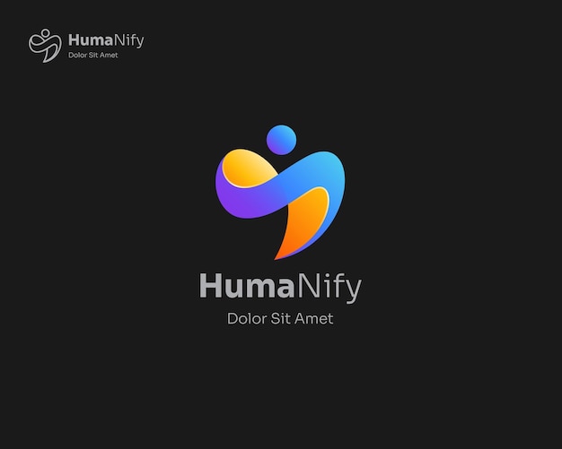 Gradiente de logotipo humano abstractamente colorido