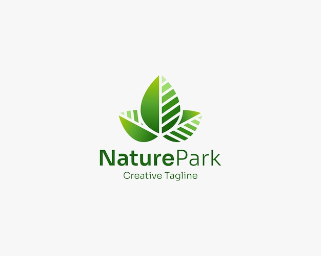 Vector gradiente de logotipo natural de hoja verde