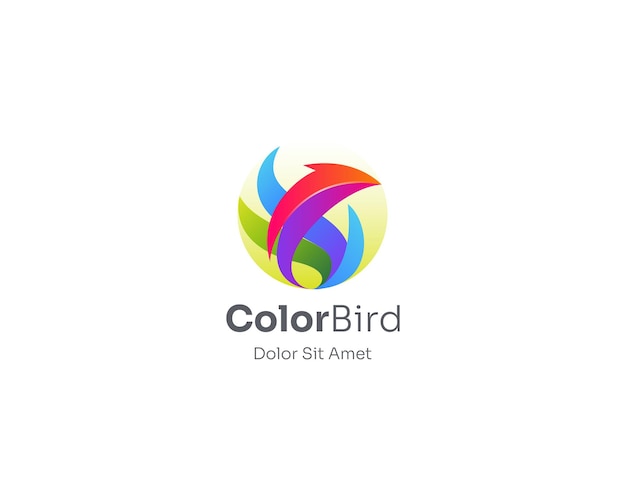 Gradiente de logotipo de pájaro colorido abstracto