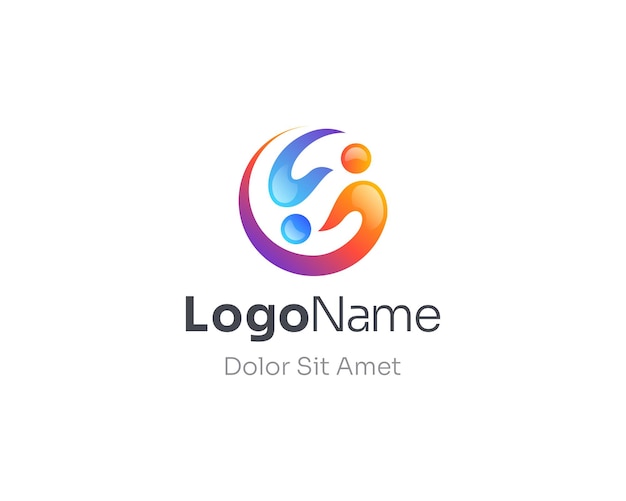 Gradiente de logotipo de personas de círculo colorido