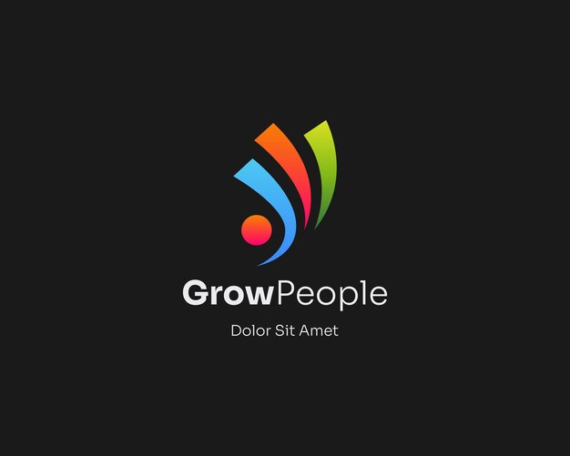 Gradiente de logotipo de personas coloridas abstractas