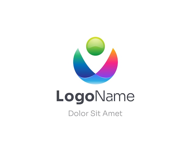 Gradiente de logotipo de personas coloridas abstractas