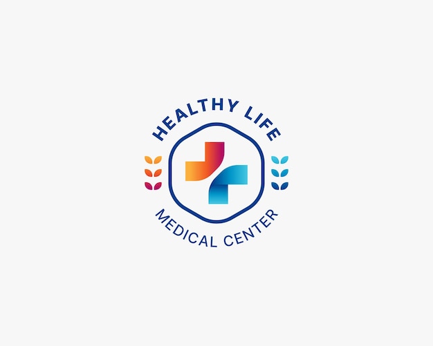 Vector gradiente de logotipo de salud cruzada creativa