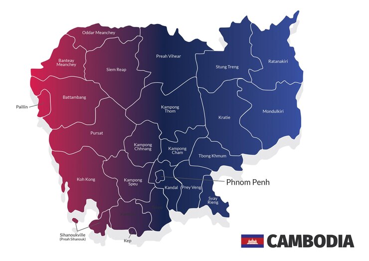 Gradiente del mapa de Camboya