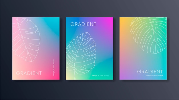 Gradiente mínimo de plantilla de póster de colección con diseño de hojas