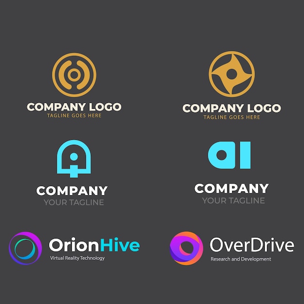 Gradiente o conjunto de logotipos colección de plantillas de logos