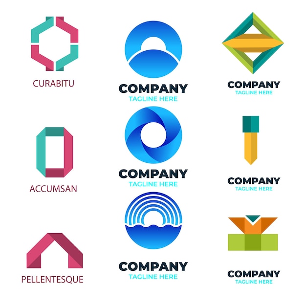 Gradiente o conjunto de logotipos colección de plantillas de logos