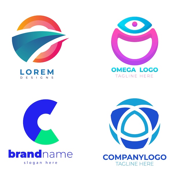 Gradiente o conjunto de logotipos colección de plantillas de logos