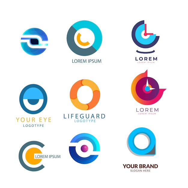 Gradiente o conjunto de logotipos colección de plantillas de logos