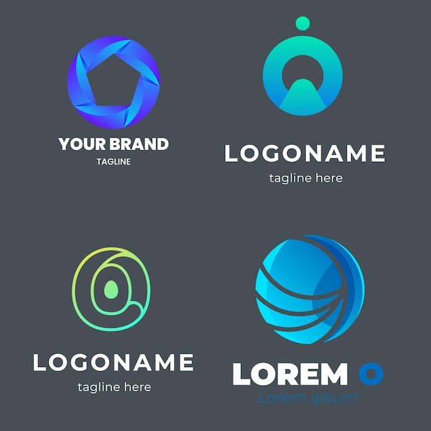 Gradiente o conjunto de logotipos colección de plantillas de logos