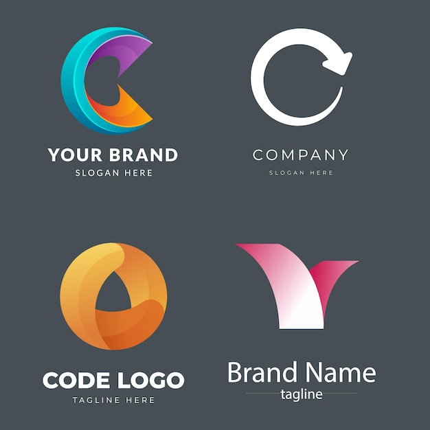 Gradiente o conjunto de logotipos colección de plantillas de logos