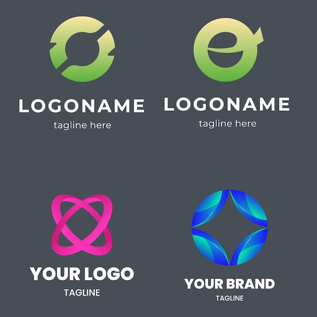 Gradiente o conjunto de logotipos colección de plantillas de logos
