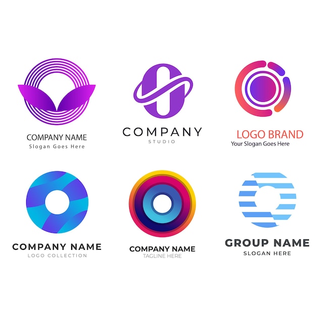 Gradiente o conjunto de logotipos colección de plantillas de logos