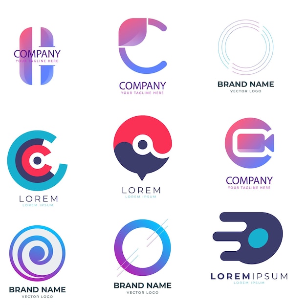 Gradiente o conjunto de logotipos colección de plantillas de logos