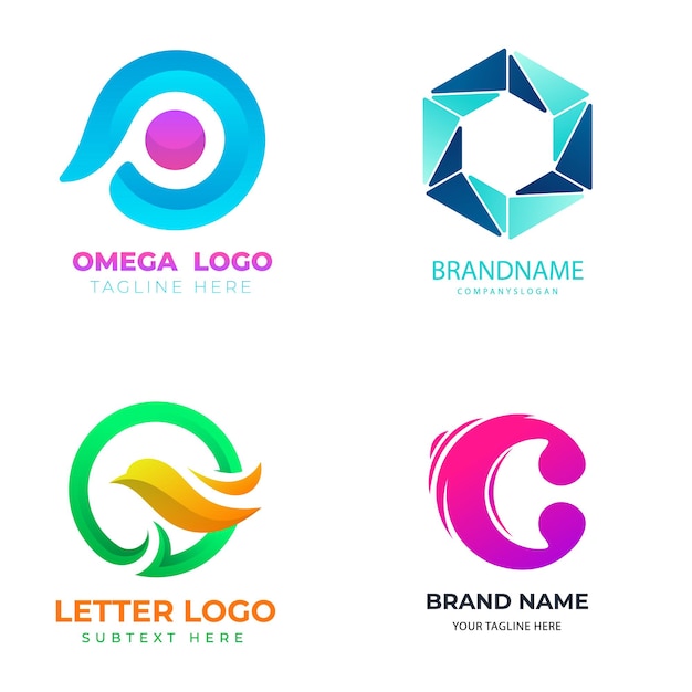 Gradiente o conjunto de plantillas de logotipo de letras Gradiente logotipo de empresa Carta de marca Identidad del logotipo de la empresa