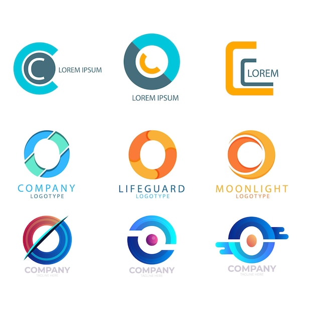 Gradiente o conjunto de plantillas de logotipo de letras Gradiente logotipo de empresa Carta de marca Identidad del logotipo de la empresa
