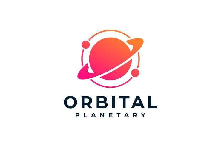 Gradiente orbital planeta nave galaxy logo vector icono diseño