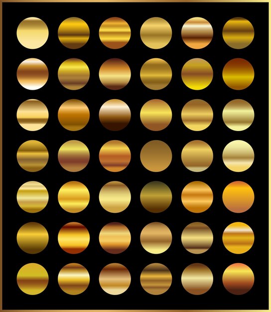 Gradiente de oro establece fondo vector icono textura ilustración metálica para marco cinta banner moneda y etiqueta Diseño dorado abstracto realista patrón sin costuras