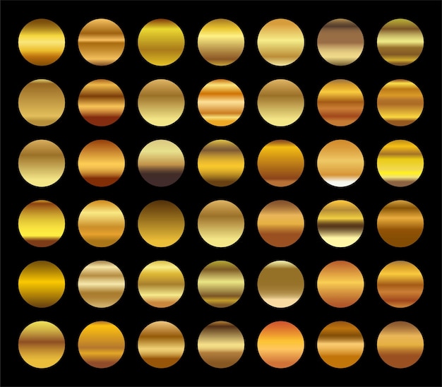 Gradiente de oro establecer fondo vector icono textura ilustración metálica para marco cinta banner moneda y etiqueta
