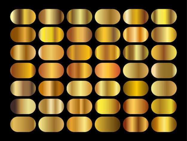 Gradiente de oro establecer fondo vector icono textura ilustración metálica para marco cinta banner moneda y etiqueta