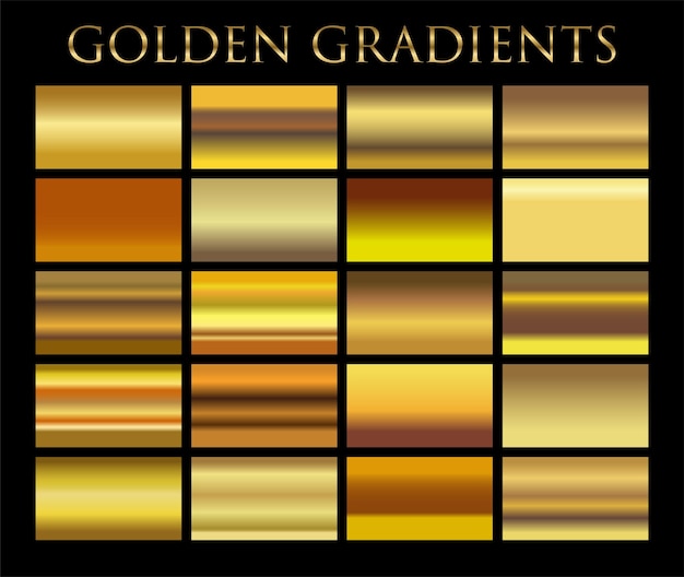 Gradiente de oro establecer fondo vector icono textura ilustración metálica para marco cinta banner moneda y etiqueta