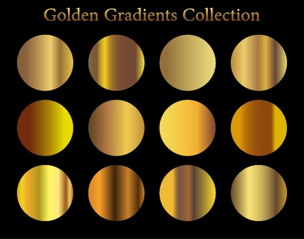 Gradiente de oro establecer fondo vector icono textura ilustración metálica para marco cinta banner moneda y etiqueta