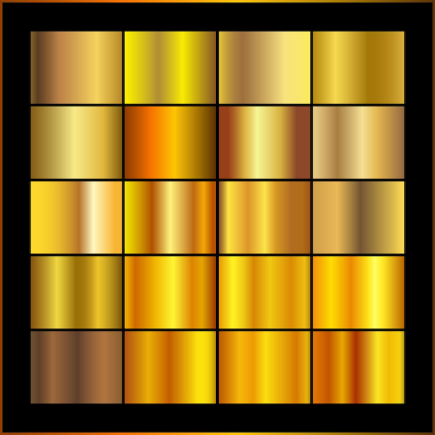 Gradiente de oro establecer fondo vector icono textura ilustración metálica para marco cinta banner moneda y etiqueta