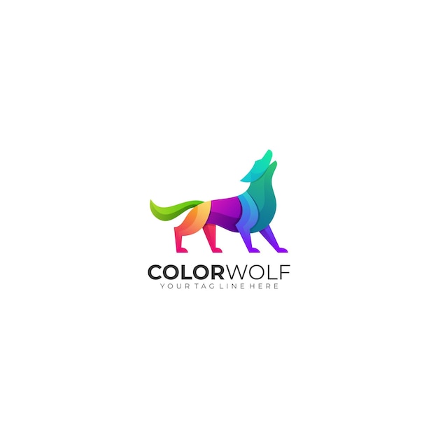 Gradiente de plantilla de logotipo de lobo colorido