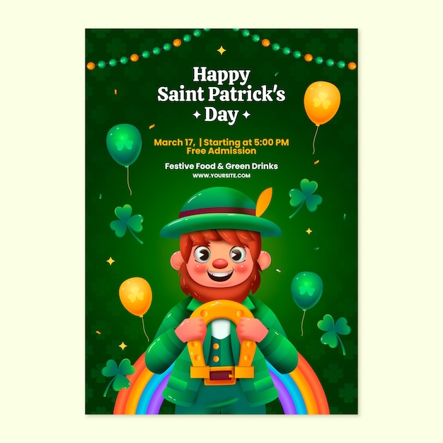 Gradiente plantilla de póster del día de San Patricio