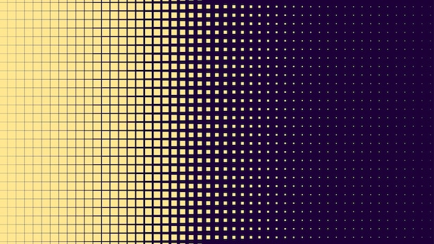 Gradiente de puntos amarillos de semitono sobre un fondo violeta Textura de arte pop Fondo cómico Ilustración vectorial