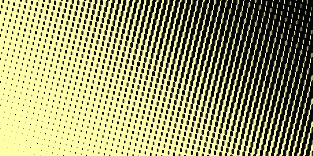 Gradiente de puntos negros de semitono sobre un fondo amarillo Textura de arte pop Fondo cómico Ilustración vectorial