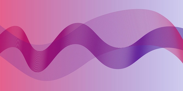 Gradiente púrpura y azul Fondo Líneas de ondas púrpuras y azules Diseño de ondas que fluyen
