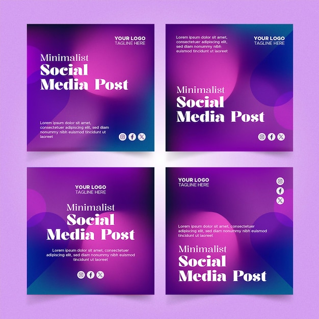 Gradiente púrpura granulado simple publicación en Instagram