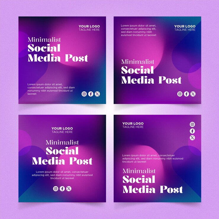 Vector gradiente púrpura granulado simple publicación en instagram