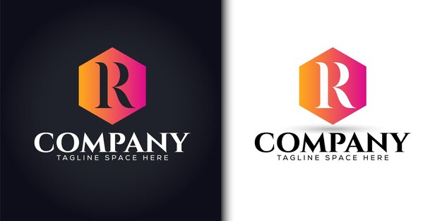 Gradiente r logoletterVector elemento de diseño gráfico