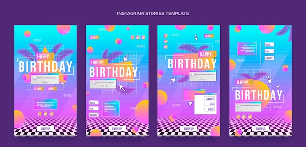 Gradiente retro vaporwave cumpleaños instagram stories